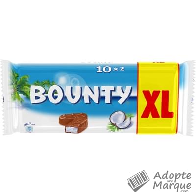 Bounty Barres Chocolat au lait fourrées Noix de Coco - Format XL Les 10 barres - 570G