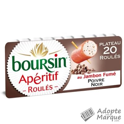 Boursin Apéritif - Les Roulés de Jambon Fumé - Saveur Fromage au Poivre La barquette de 20 roulés - 100G