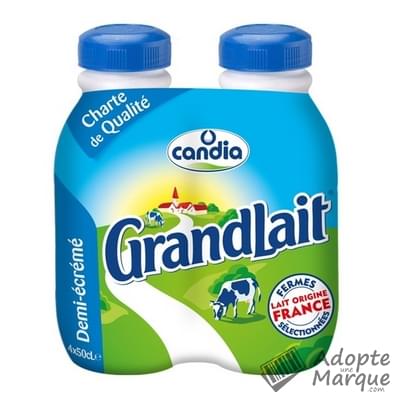 Candia GrandLait - Lait demi-écrémé Les 4 bouteilles de 50CL