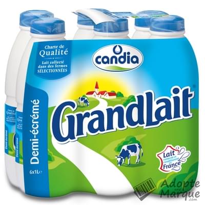 Candia GrandLait - Lait demi-écrémé Les 6 bouteilles de 1L