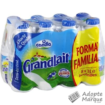 Candia GrandLait - Lait demi-écrémé Les 8 bouteilles de 1L