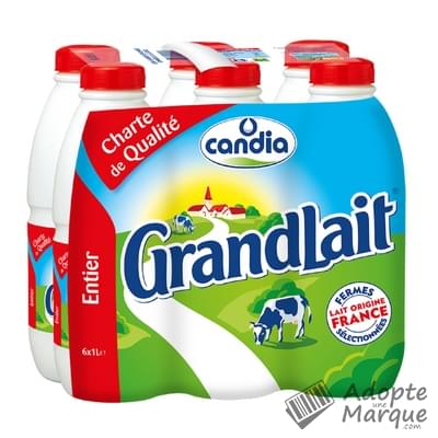 Candia GrandLait - Lait entier Les 6 bouteilles de 1L
