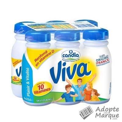 Candia Viva - Lait demi-écrémé vitaminé Les 6 bouteilles de 25CL