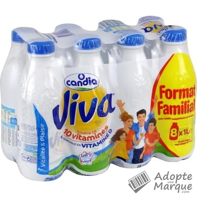 Candia Viva - Lait demi-écrémé vitaminé Les 8 bouteilles de 1L