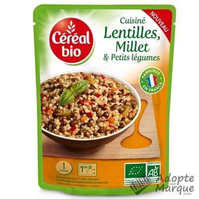 Céréal Bio Cuisiné de Lentilles, Millet & Petits Légumes Le doypack de 250G