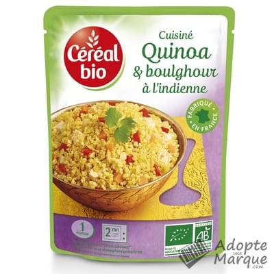 Céréal Bio Cuisiné de Quinoa & Boulghour à l'Indienne Le doypack de 220G