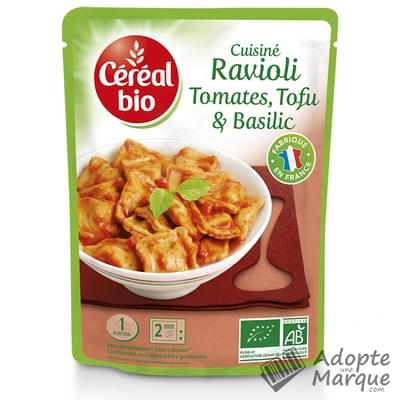 Céréal Bio Cuisiné de Ravioli, Tomates, Tofu & Basilic Le doypack de 267G