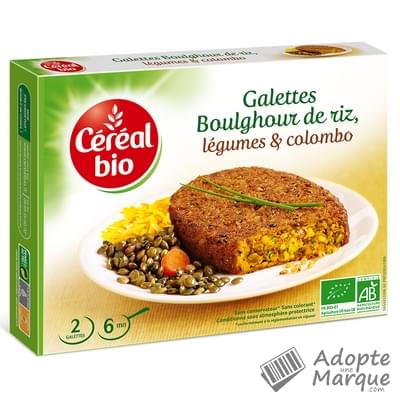 Céréal Bio Galettes de Boulghour de Riz, Légumes & Colombo Le paquet de 2 galettes - 200G