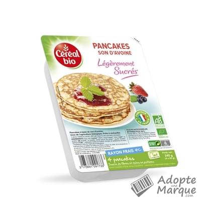Céréal Bio Pancakes Son d'Avoine légèrement Sucrés Le paquet de 4 pancakes - 240G