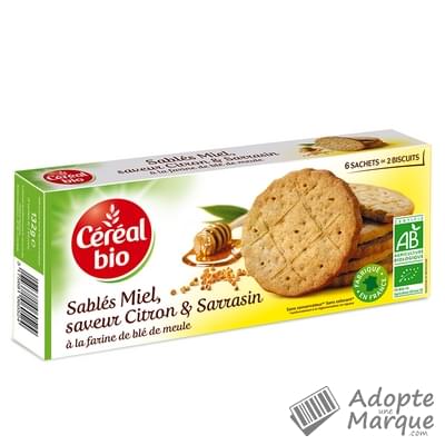 Céréal Bio Sablés Miel, Saveur Citron & Sarrasin Le paquet de 132G