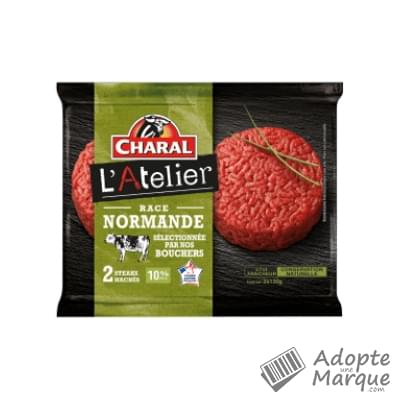 Charal L'Atelier - Steak Haché Race Normande pur Bœuf 10%MG La barquette de 2 steaks - 260G