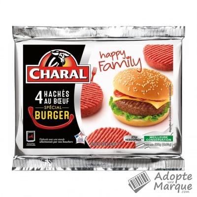 Charal Happy Family - Haché au Bœuf Spécial Burger 15%MG La barquette de 4 steaks - 320G
