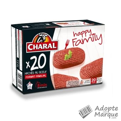 Charal Happy Family - Hachés au Bœuf 15%MG "La boîte de 20 steaks - 1,6KG"