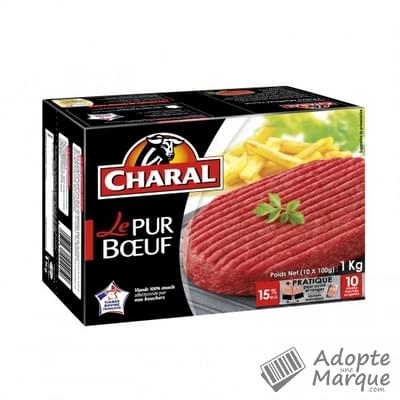 Charal Steak haché Le Pur Bœuf 15%MG La boîte de 10 steaks - 1KG
