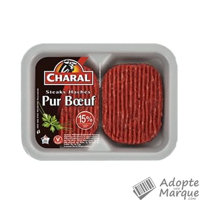 Charal Steak haché pur Bœuf 15%MG (ultra-frais) La barquette de 2 steaks - 250G