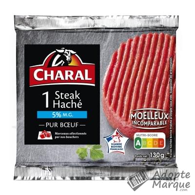 Charal Steak haché pur Bœuf 5%MG La barquette de 1 steak - 130G