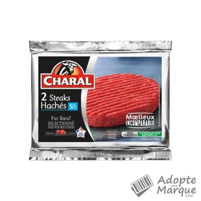 Charal Steak haché pur Bœuf 5%MG La barquette de 2 steaks - 260G