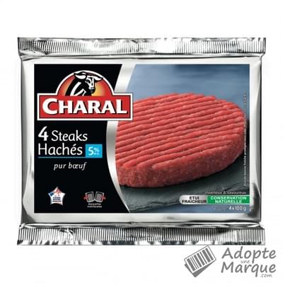 Charal Steak haché pur Bœuf 5%MG La barquette de 4 steaks - 400G