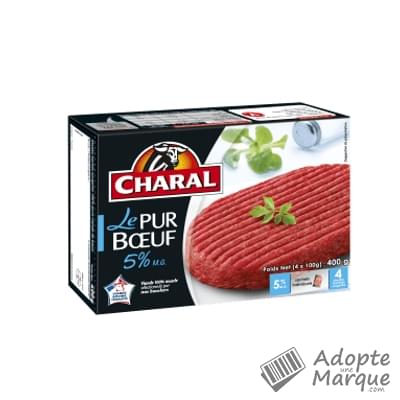 Charal Steak haché Le Pur Bœuf 5%MG La boîte de 4 steaks - 400G