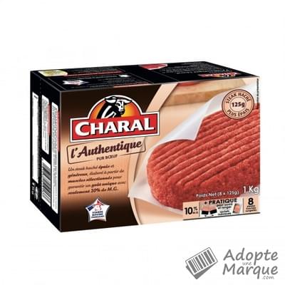 Charal Steak haché pur Bœuf L'Authentique 10%MG La boîte de 8 steaks - 1KG