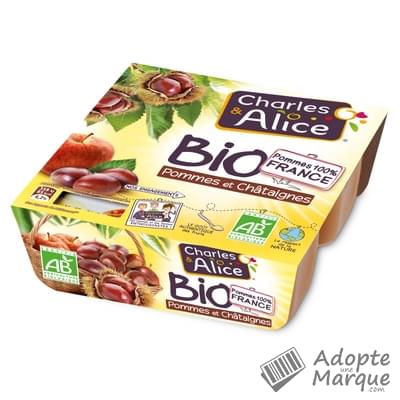 Charles & Alice Desserts aux fruits Bio - Saveur Pommes & Châtaignes Les 4 pots de 95G