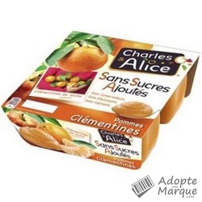 Charles & Alice Desserts aux fruits - Sans sucres ajoutés - Saveur Pommes & Clémentines Les 4 pots de 97G