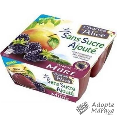 Charles & Alice Desserts aux fruits - Sans sucres ajoutés - Saveur Pommes & Mûres Les 4 pots de 97G