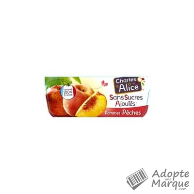 Charles & Alice Desserts aux fruits - Sans sucres ajoutés - Saveur Pommes & Pêches Les 4 pots de 100G
