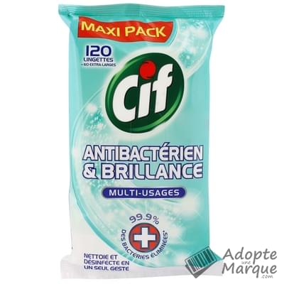Cif Lingettes multi-surfaces Antibactérien & Brillance Le paquet de 120 lingettes