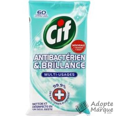 Cif Lingettes multi-surfaces Antibactérien & Brillance Le paquet de 60 lingettes