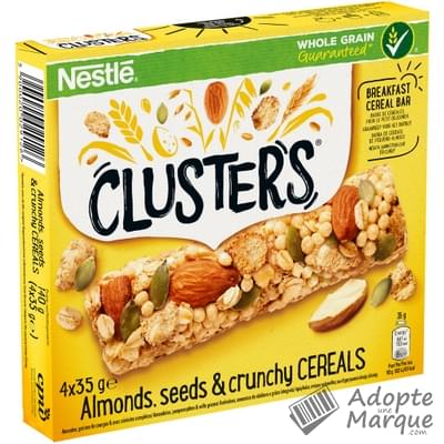 Clusters Barres de Céréales aux Amandes & Graines La boîte de 4 barres - 140G
