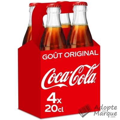 Coca Cola Original - Boisson rafraîchissante aux extraits végétaux Le panier de 4 bouteilles en verre de 20CL