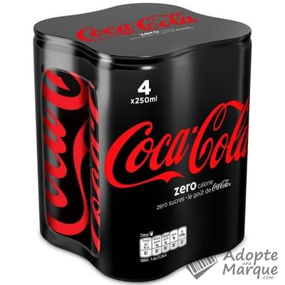Coca Cola Zero - Boisson rafraîchissante aux extraits végétaux Les 4 canettes de 25CL