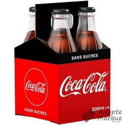 Coca Cola Zero - Boisson rafraîchissante aux extraits végétaux Le panier de 4 bouteilles en verre de 20CL
