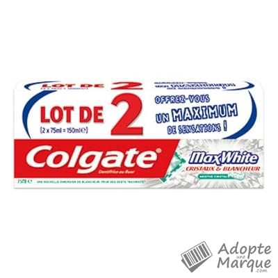 Colgate Dentifrice Max White Cristaux Blancheur Les 2 tubes de 75ML