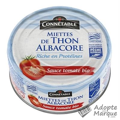 Connétable Miettes de thon albacore à la sauce tomate bio MSC La conserve de 160G