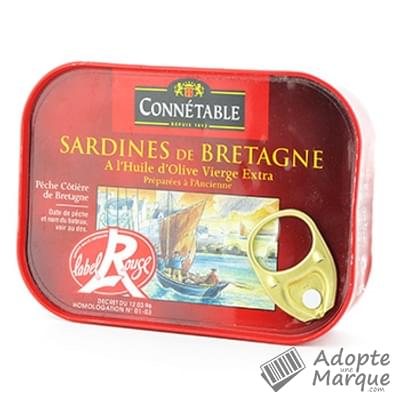 Connétable Sardines à l'ancienne Label Rouge, à l'huile d'olive vierge extra La conserve de 135G