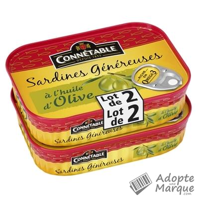Connétable Sardines Généreuses à l'huile d'olive Les 2 conserves de 140G
