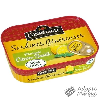 Connétable Sardines Généreuses marinade citron-basilic sans huile La conserve de 140G