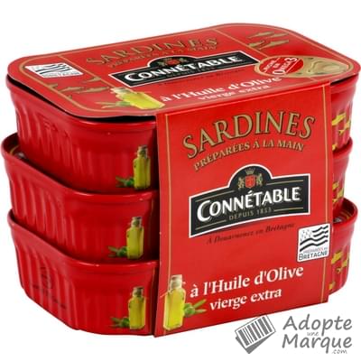 Connétable Sardines à l'huile d'olive vierge extra Les 3 conserves de 135G