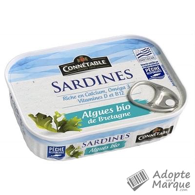 Connétable Sardines à l'huile d'olive vierge extra & aux algues bio de Bretagne MSC La conserve de 135G