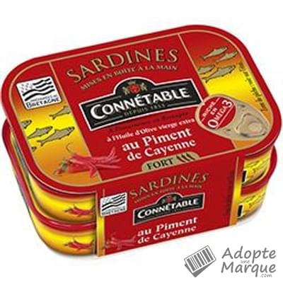 Connétable Sardines à l'huile d'olive vierge extra et au piment de Cayenne Les 2 conserves de 115G