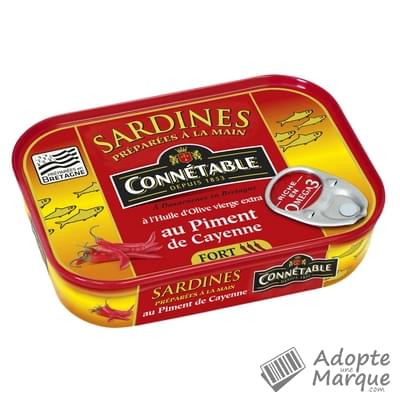 Connétable Sardines à l'huile d'olive vierge extra et au piment de Cayenne La conserve de 135G
