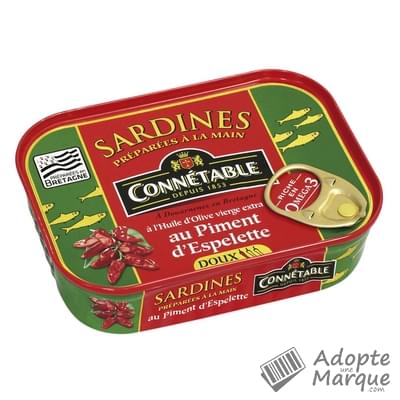 Connétable Sardines à l'huile d'olive vierge extra et au piment d'Espelette La conserve de 135G