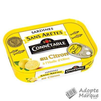 Connétable Sardines sans arêtes au citron et à l'huile d'olive vierge extra La conserve de 140G
