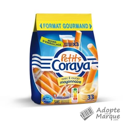 Coraya Petits Coraya - Bâtonnets de Surimi sauce Mayonnaise Le sachet de 33 bâtonnets - 338G
