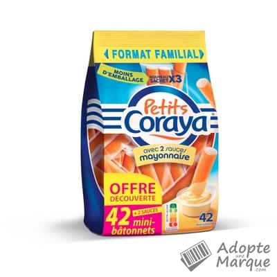 Coraya Petits Coraya - Bâtonnets de Surimi sauce Mayonnaise Le sachet de 42 bâtonnets - 420G