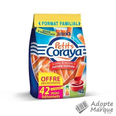 Coraya Petits Coraya - Bâtonnets de Surimi sauce Tomate Le sachet de 42 bâtonnets - 420G