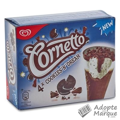 Cornetto Glaces Cookies'N'Dream La boîte de 4 cônes - 360ML