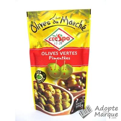 Crespo Les Olives du Marché : Olives Vertes Pimentées Le sachet de 100G